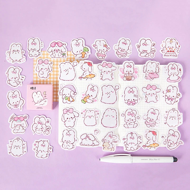 Sweet Bunny Dreams with Pink Bow Stickers