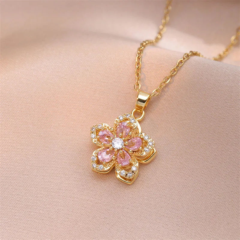 Rotatable Dewdrop Flower Pendant
