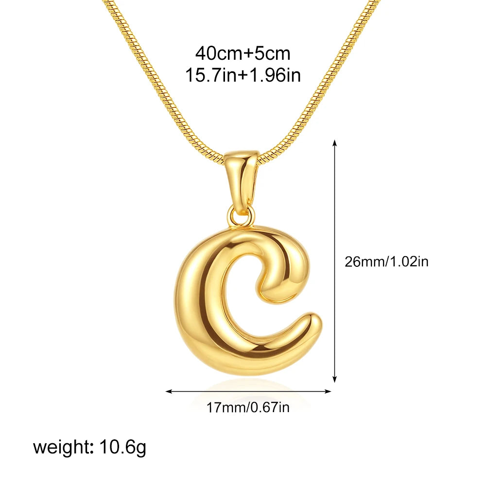 Chubby Bubble Gold Alphabet Pendant