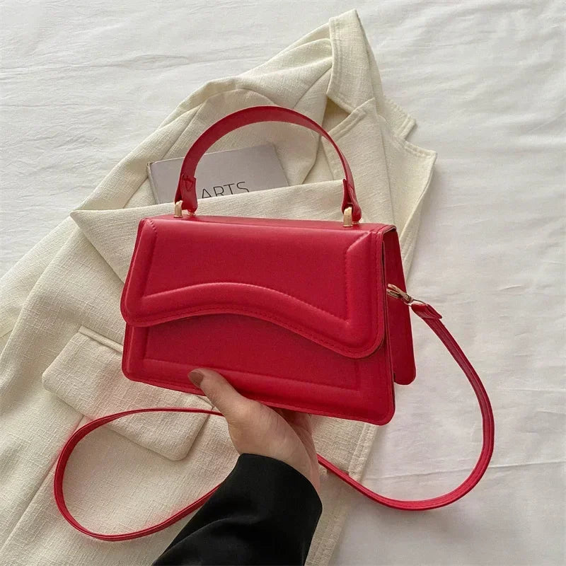 Curved Chic Crossbody PU Leather Handbag