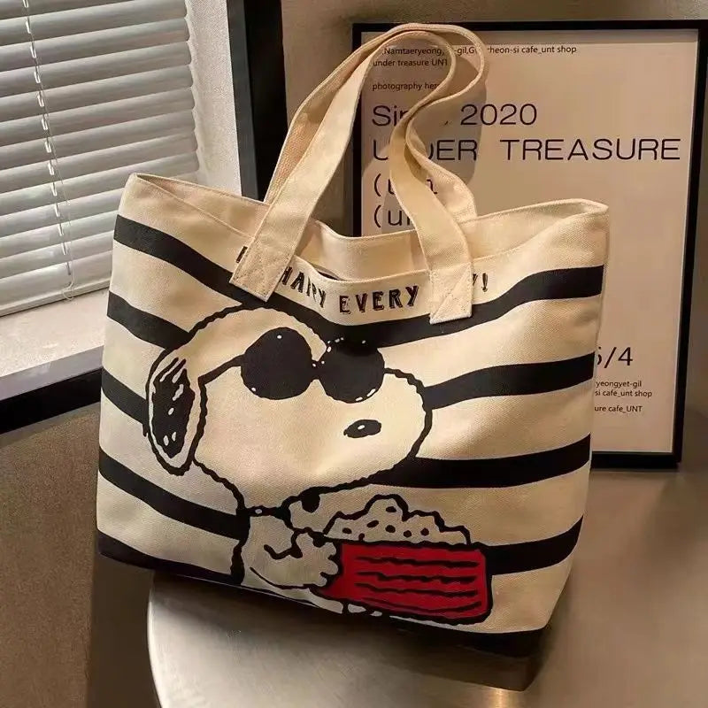 Snoopy's Summer Vibes Large Canvas Tote Bag