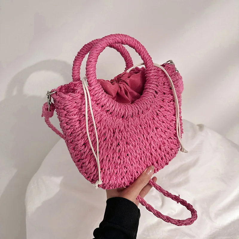 Bohemian Halo Woven Half-Moon Beach Tote Bag