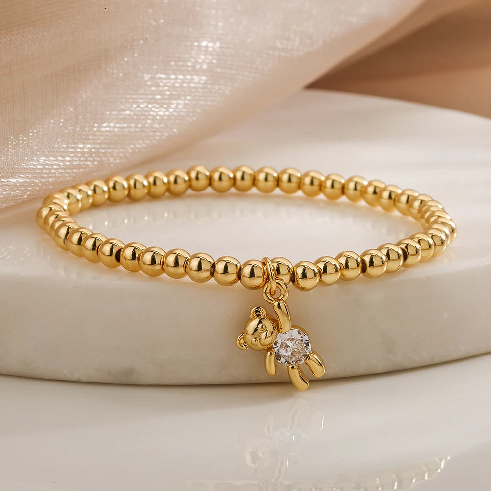 Golden Bear Hug Beaded Bracelet