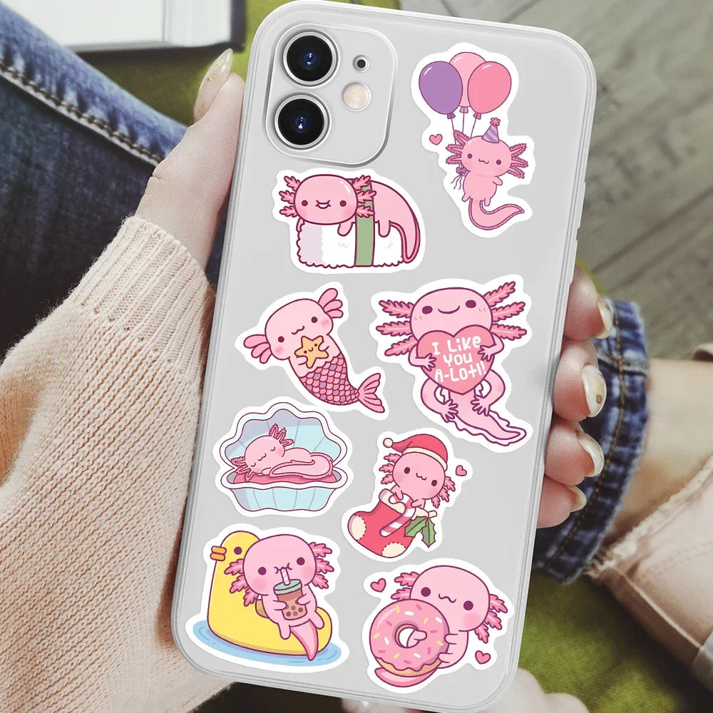 Kawaii Waterproof Axolotl Sticker Decals