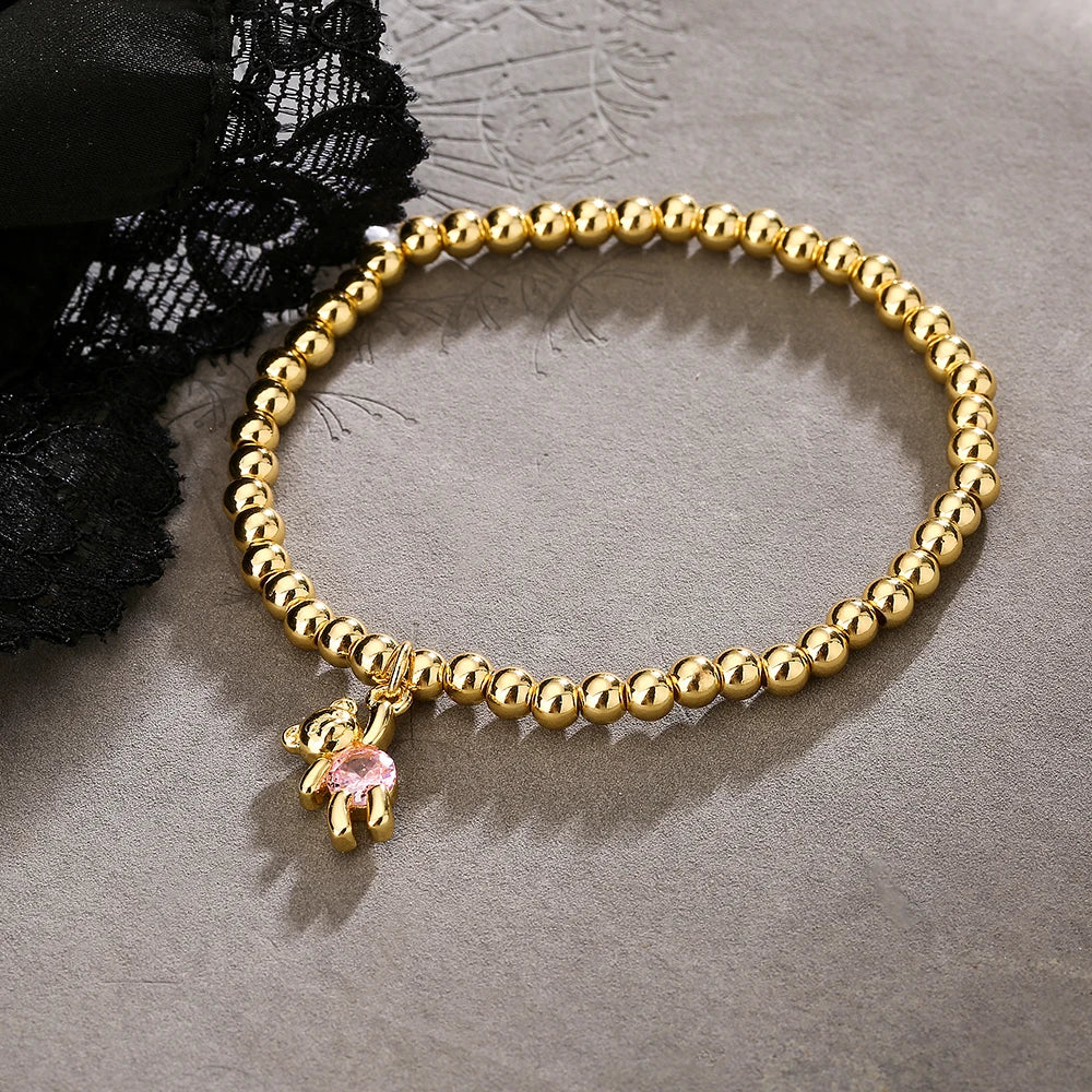 Golden Bear Hug Beaded Bracelet