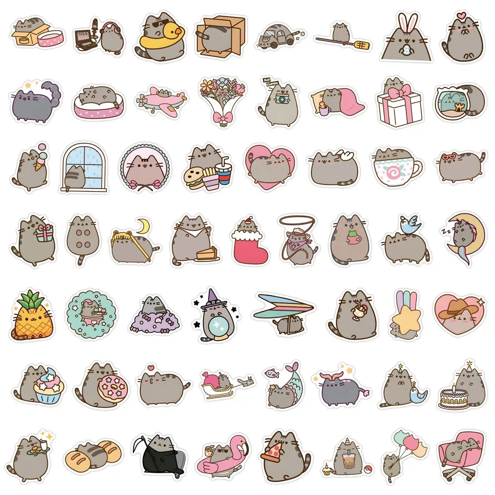 Kawaii Grey Chunky Cat Stickers