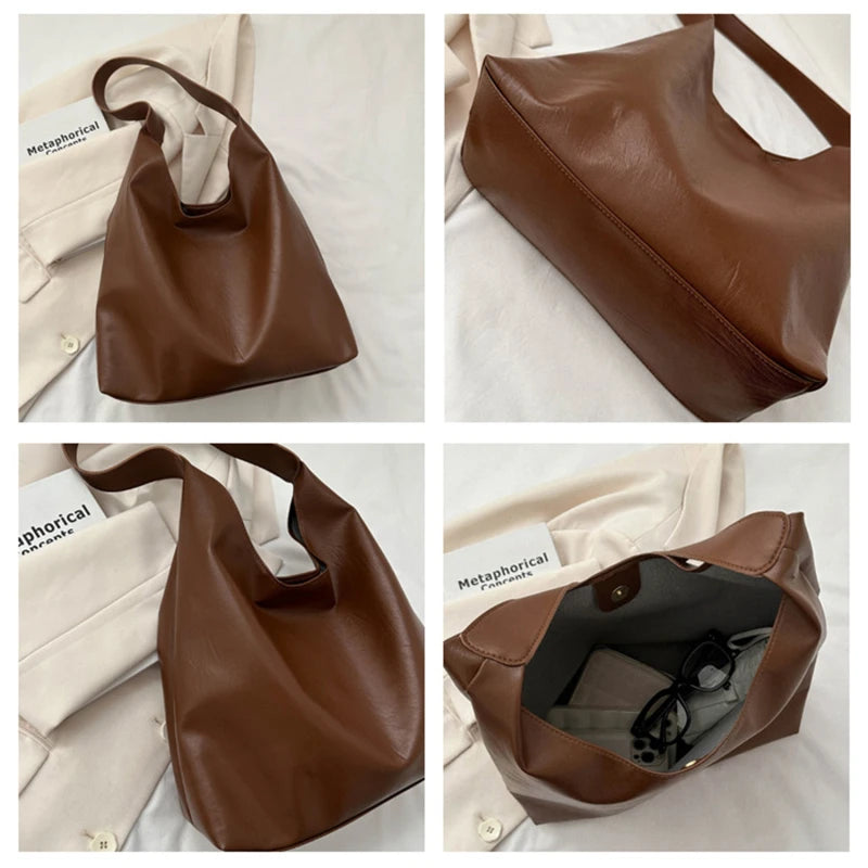 Effortless Everyday Leather Bucket Tote Bag