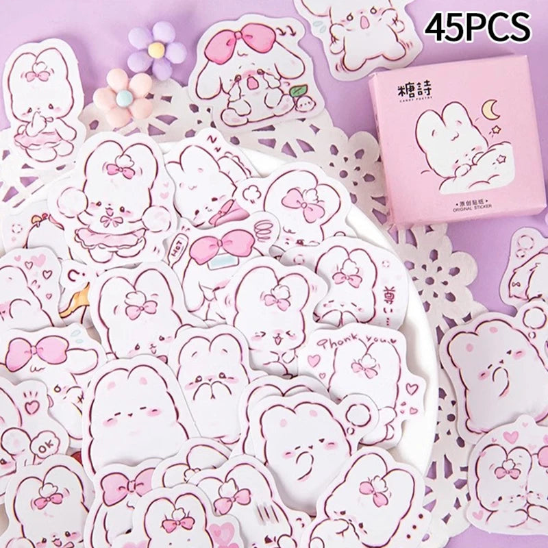 Sweet Bunny Dreams with Pink Bow Stickers