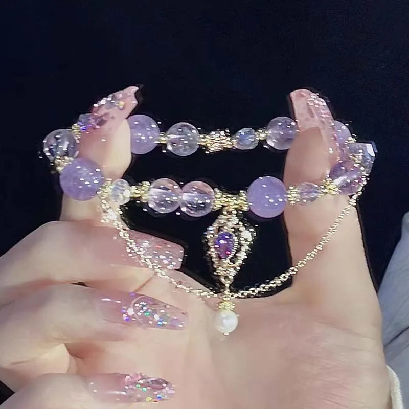 Lavender Dreams Royal Glass Crystal Beaded Bracelet
