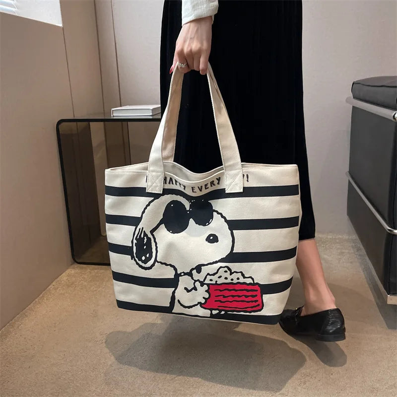Snoopy's Summer Vibes Large Canvas Tote Bag