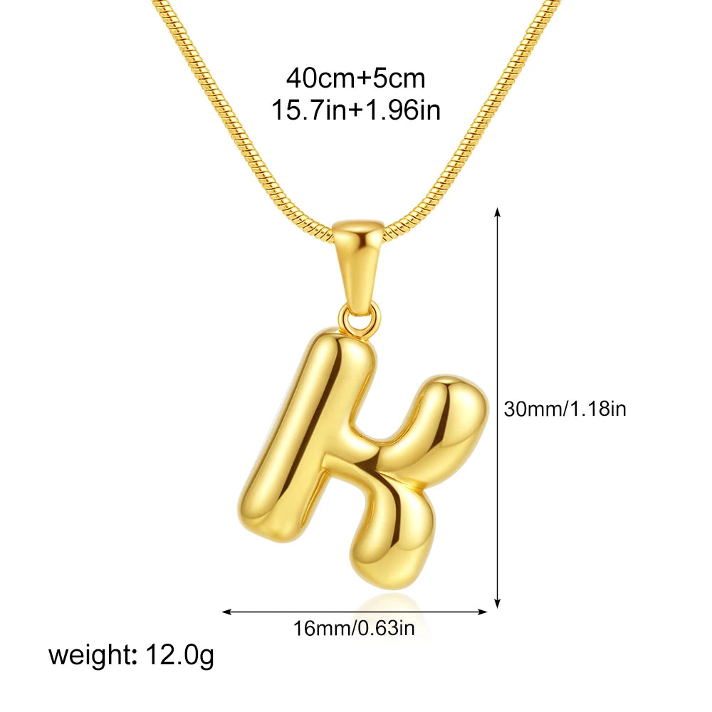 Chubby Bubble Gold Alphabet Pendant