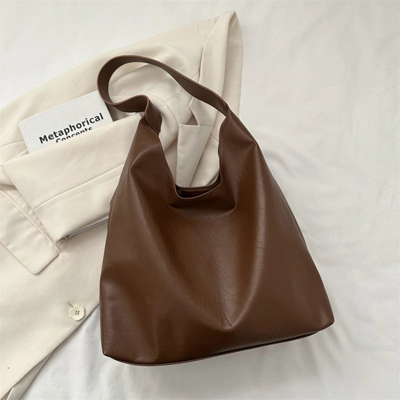 Effortless Everyday Leather Bucket Tote Bag