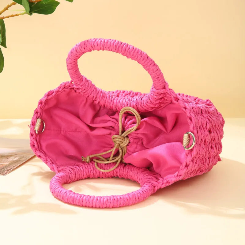 Bohemian Halo Woven Half-Moon Beach Tote Bag