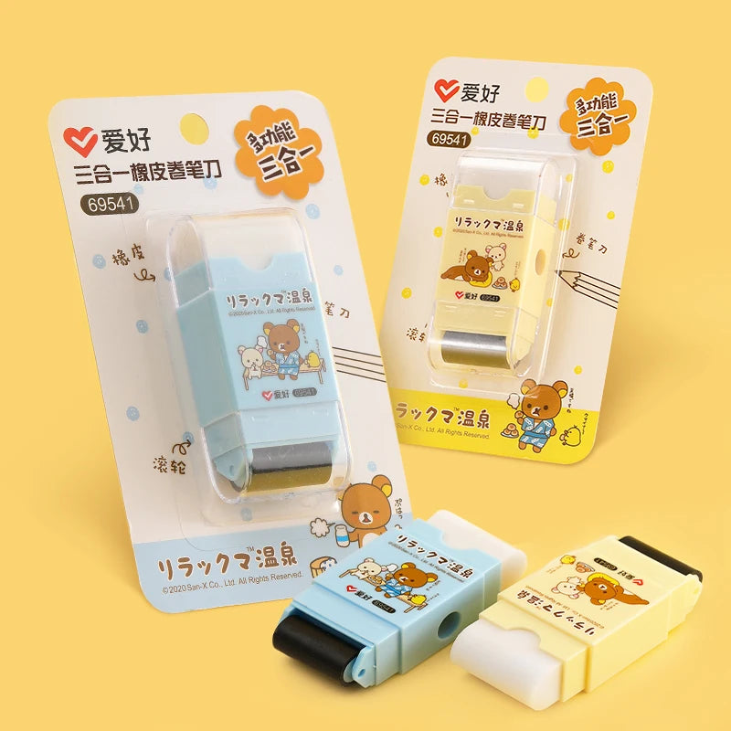 Rilakkuma All-in-One Eraser, Dust Roller, and Pencil Sharpener
