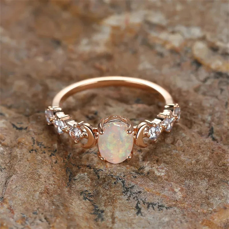 Opal Wishes Moon Ring