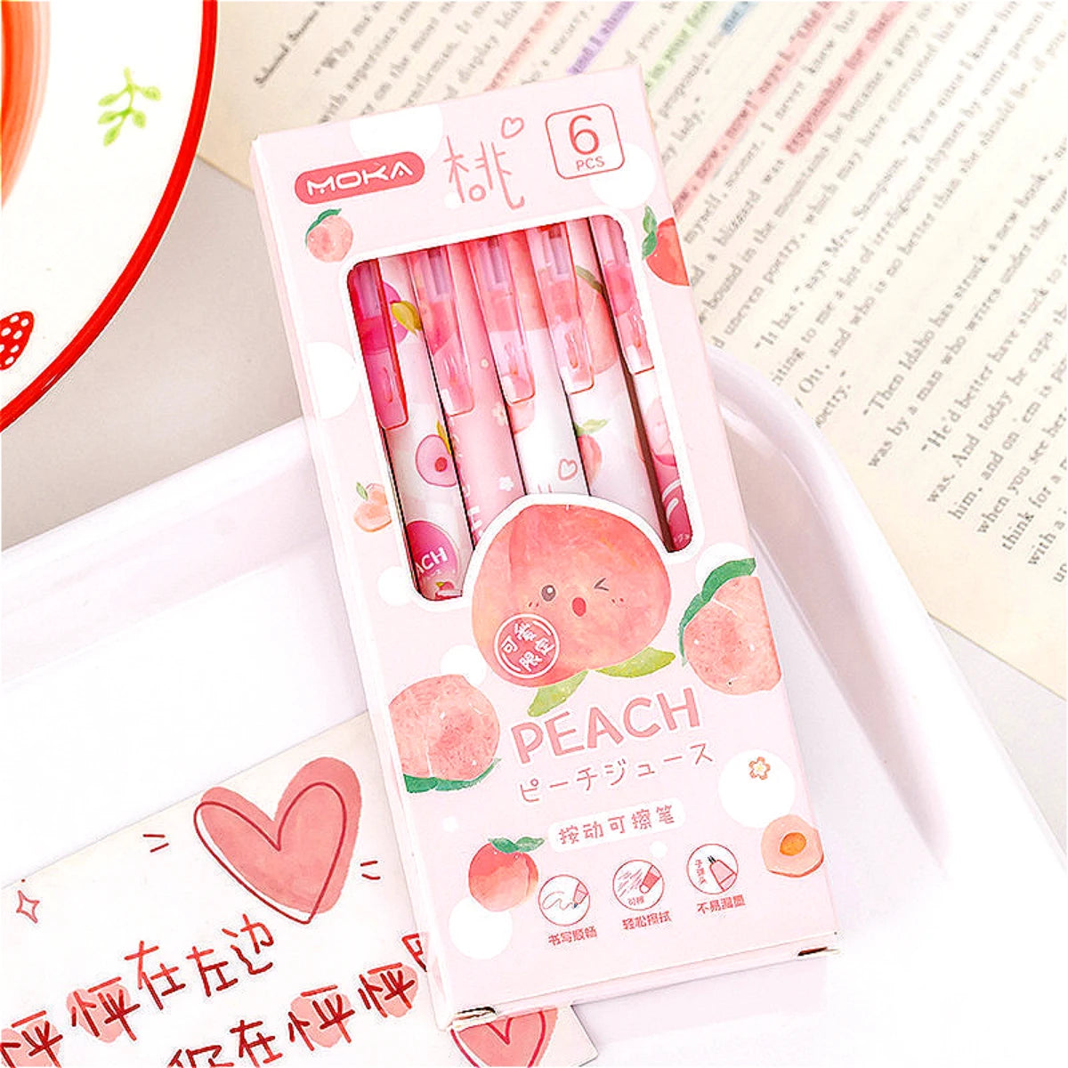 Peach Blossom Erasable Gel Pens