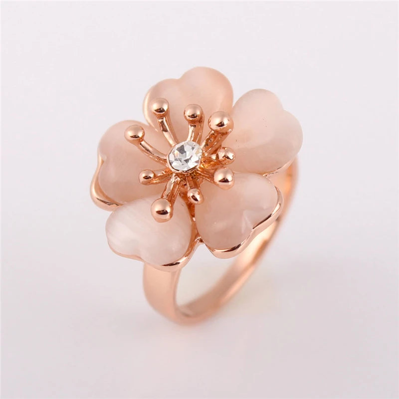 Blush Blossom Opal Flower Ring