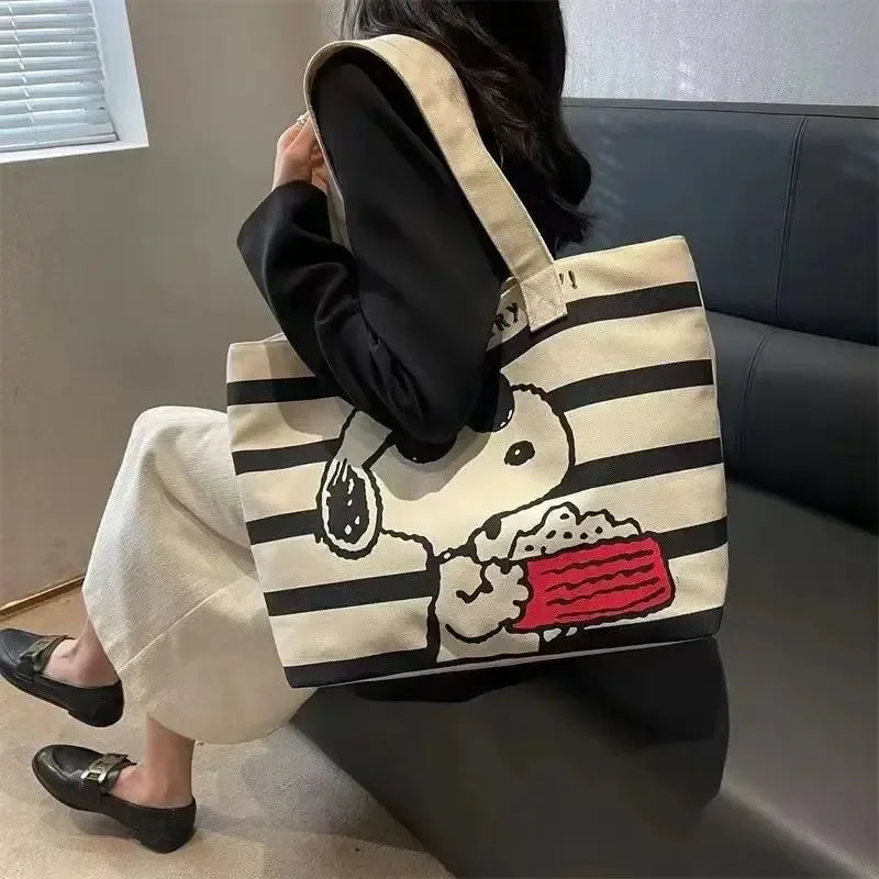 Snoopy's Summer Vibes Large Canvas Tote Bag