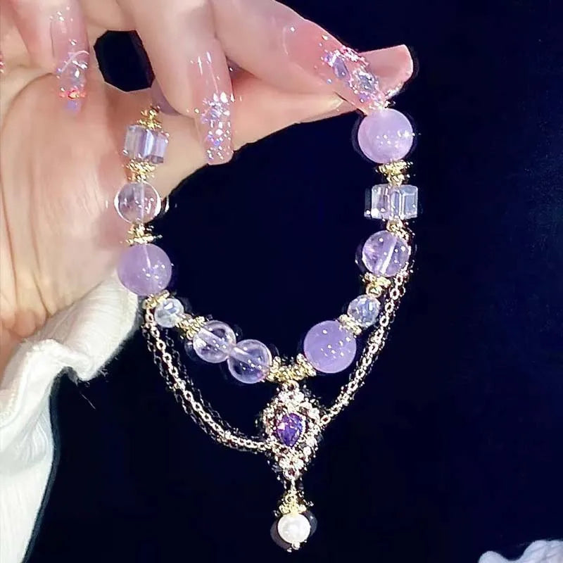 Lavender Dreams Royal Glass Crystal Beaded Bracelet