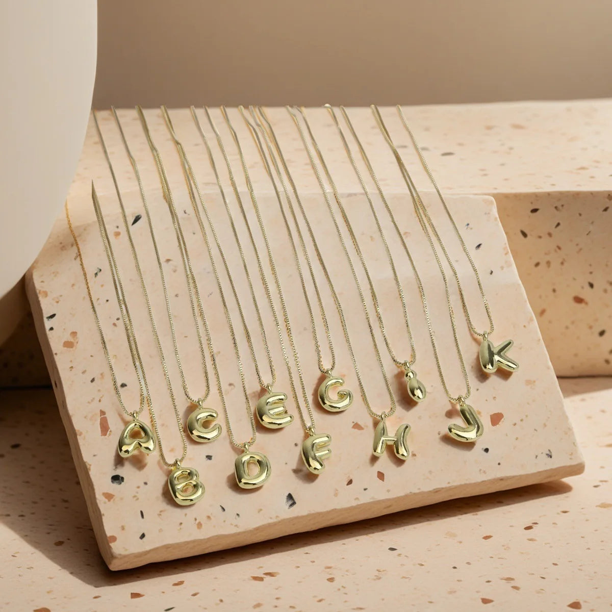 Chubby Bubble Gold Alphabet Pendant