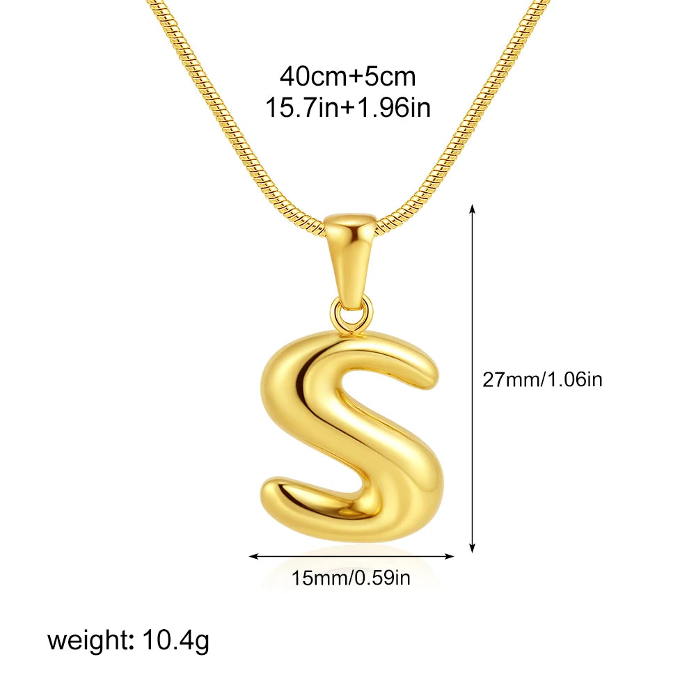 Chubby Bubble Gold Alphabet Pendant