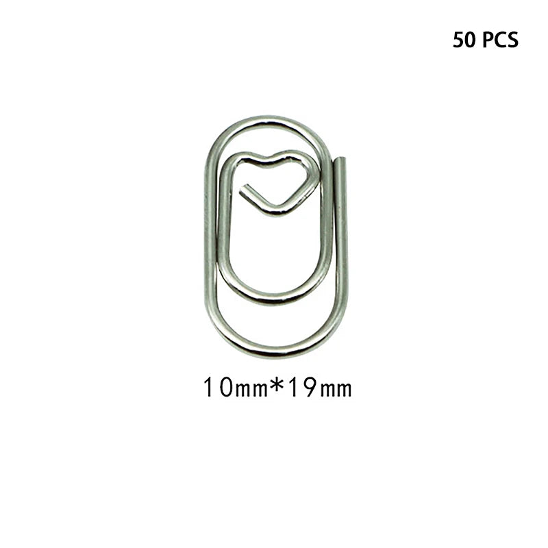 Mini Heart-Shaped Rainbow Chrome Paper Clips