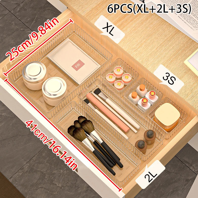 Glam Grid Multi-Compartment Drawer Organizers