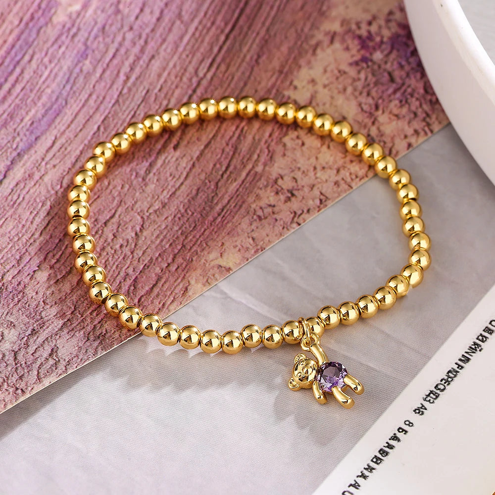Golden Bear Hug Beaded Bracelet