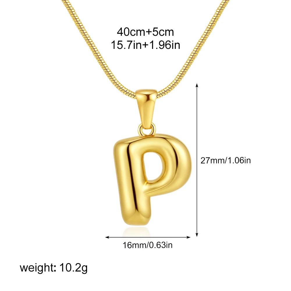 Chubby Bubble Gold Alphabet Pendant