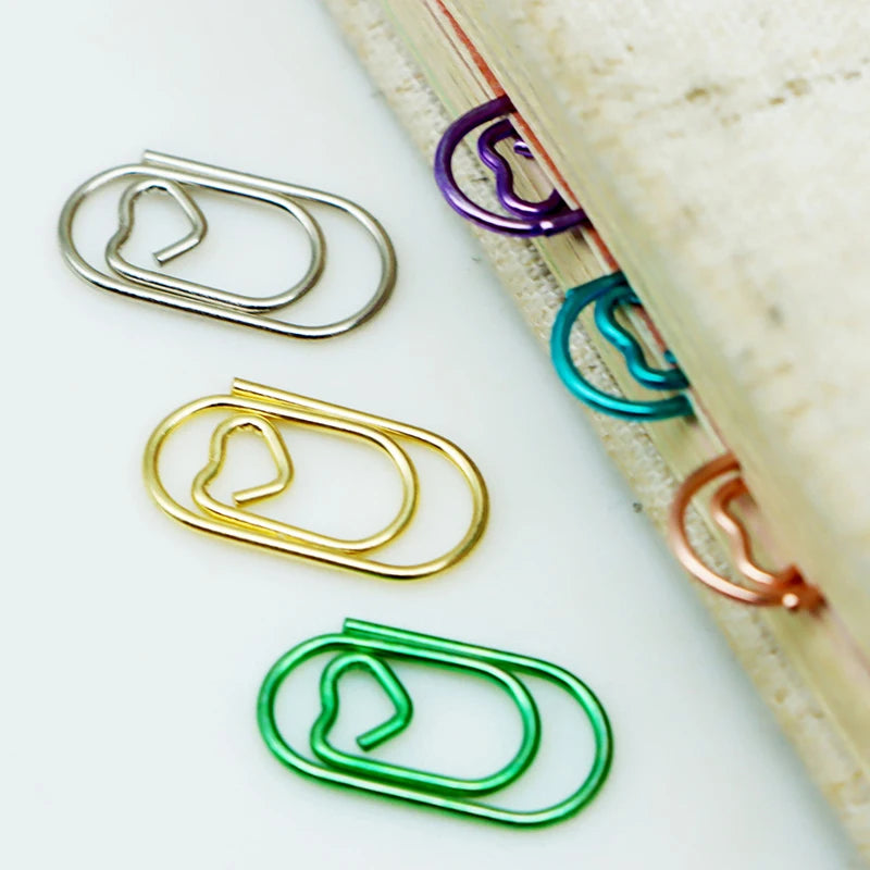 Mini Heart-Shaped Rainbow Chrome Paper Clips