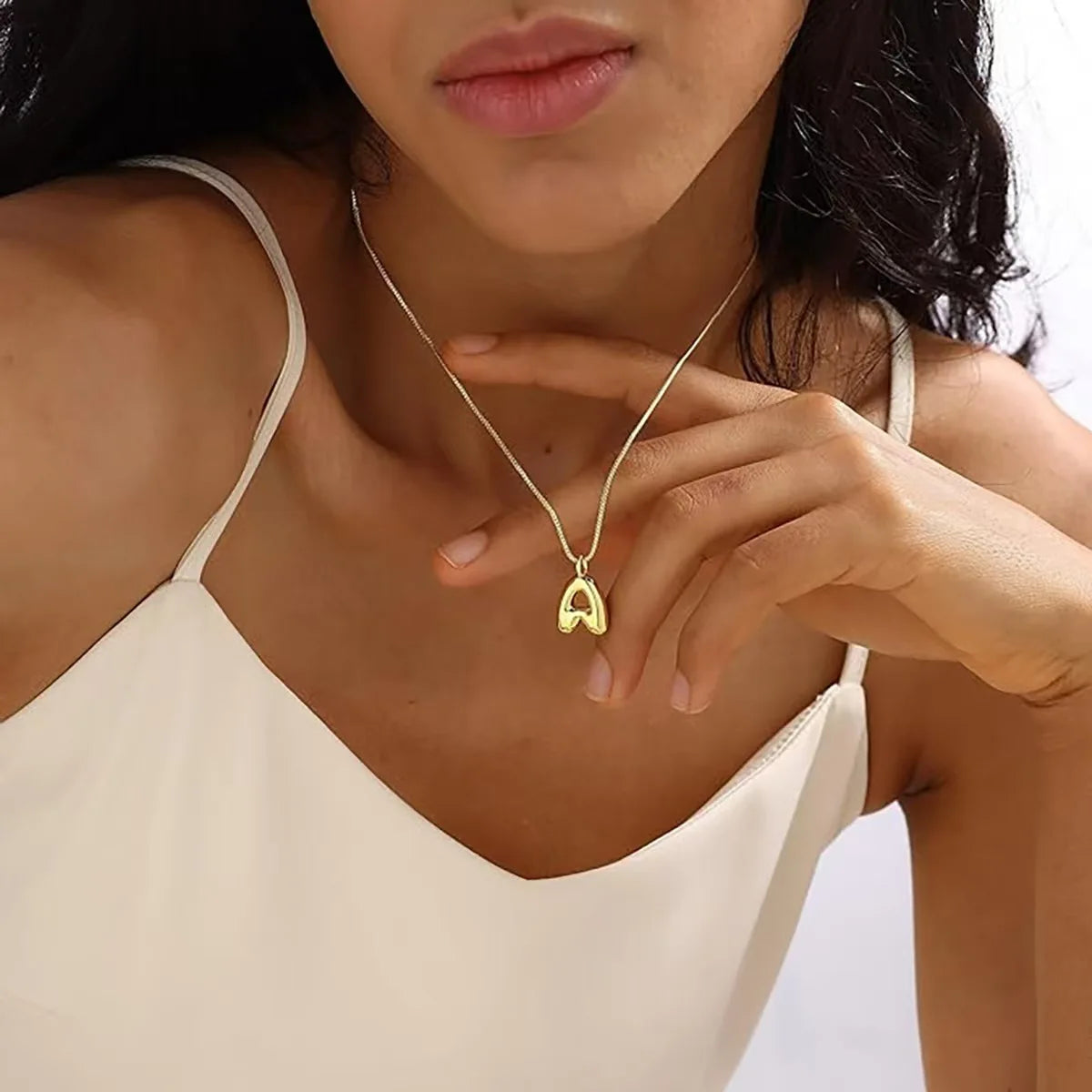 Chubby Bubble Gold Alphabet Pendant