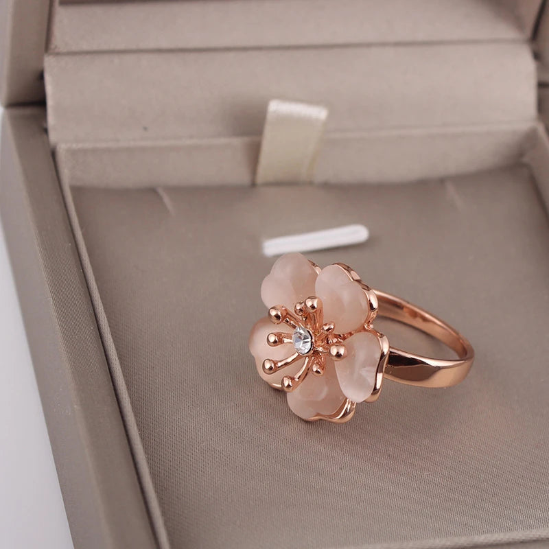 Blush Blossom Opal Flower Ring