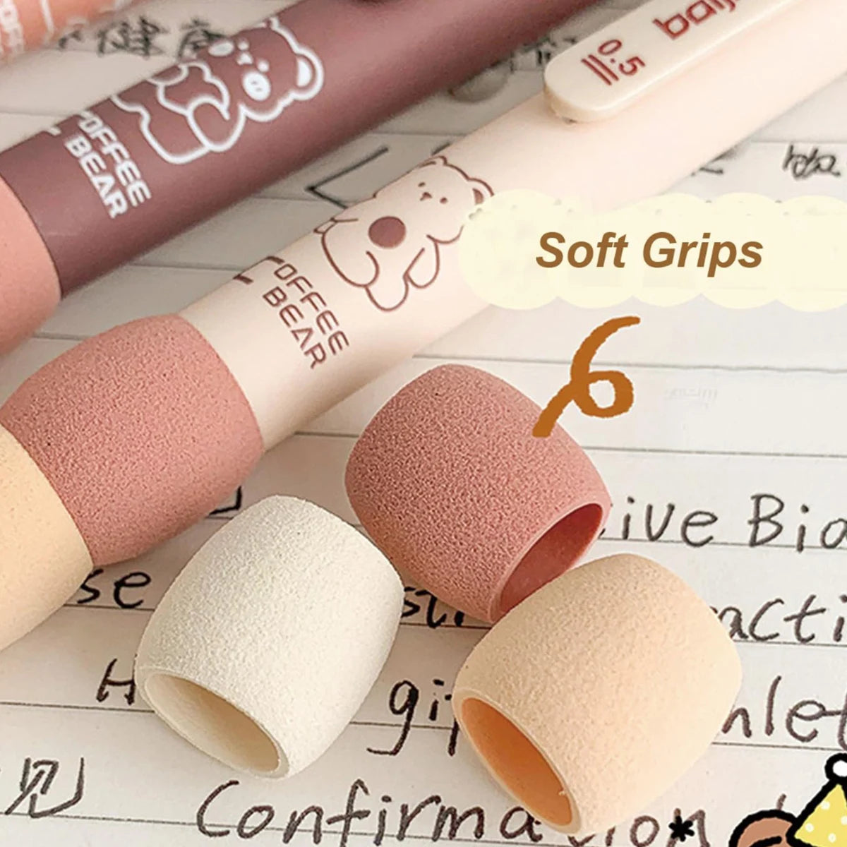 Coffee Bear Cozy Grip Gel Pens