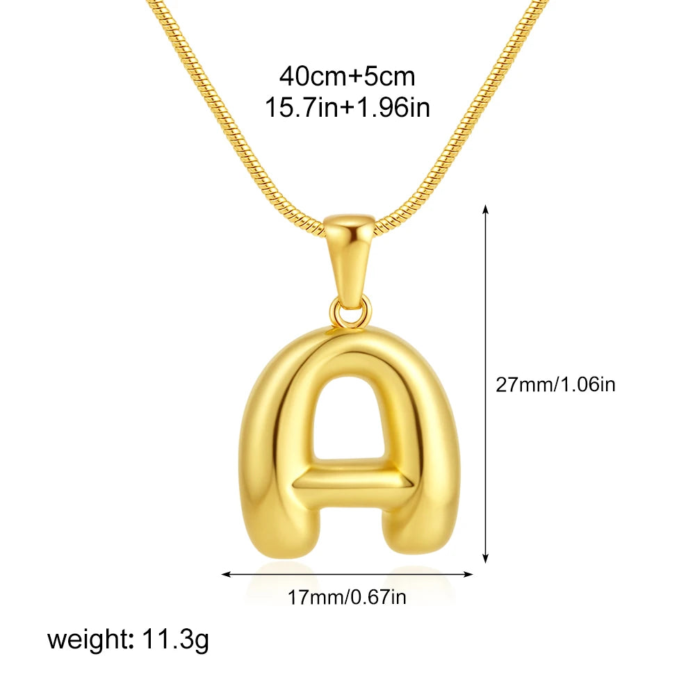 Chubby Bubble Gold Alphabet Pendant
