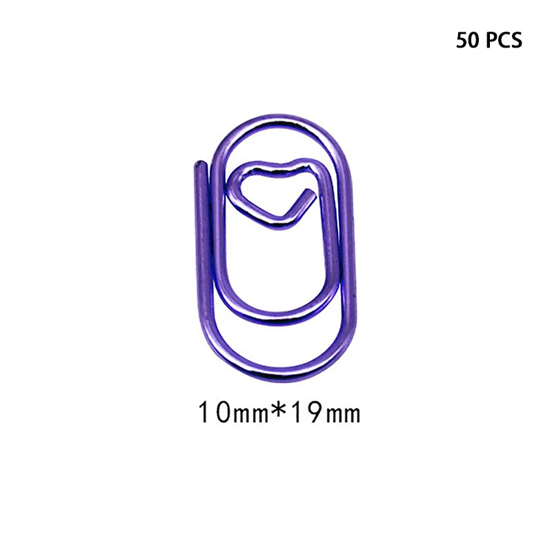 Mini Heart-Shaped Rainbow Chrome Paper Clips