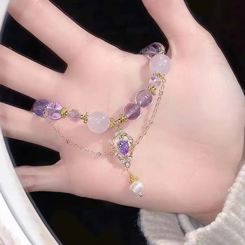 Lavender Dreams Royal Glass Crystal Beaded Bracelet