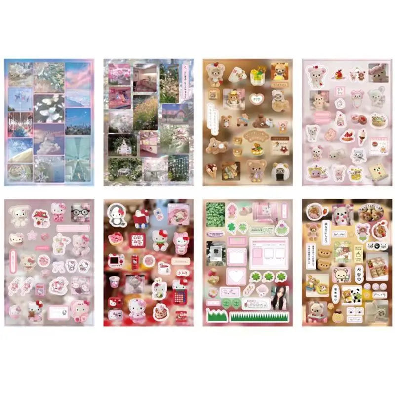 Fluffy Bears & Sweet Things Y2K Glitter Laser Sticker Sheets