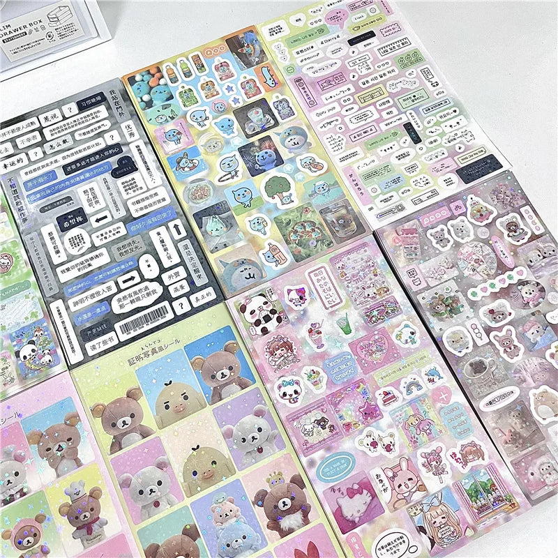 Fluffy Bears & Sweet Things Y2K Glitter Laser Sticker Sheets