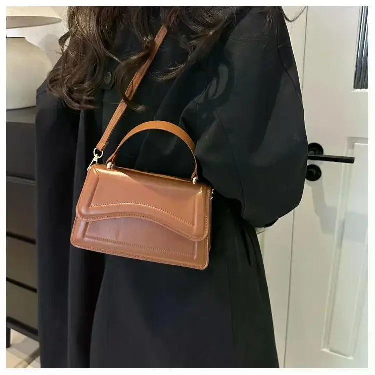 Curved Chic Crossbody PU Leather Handbag