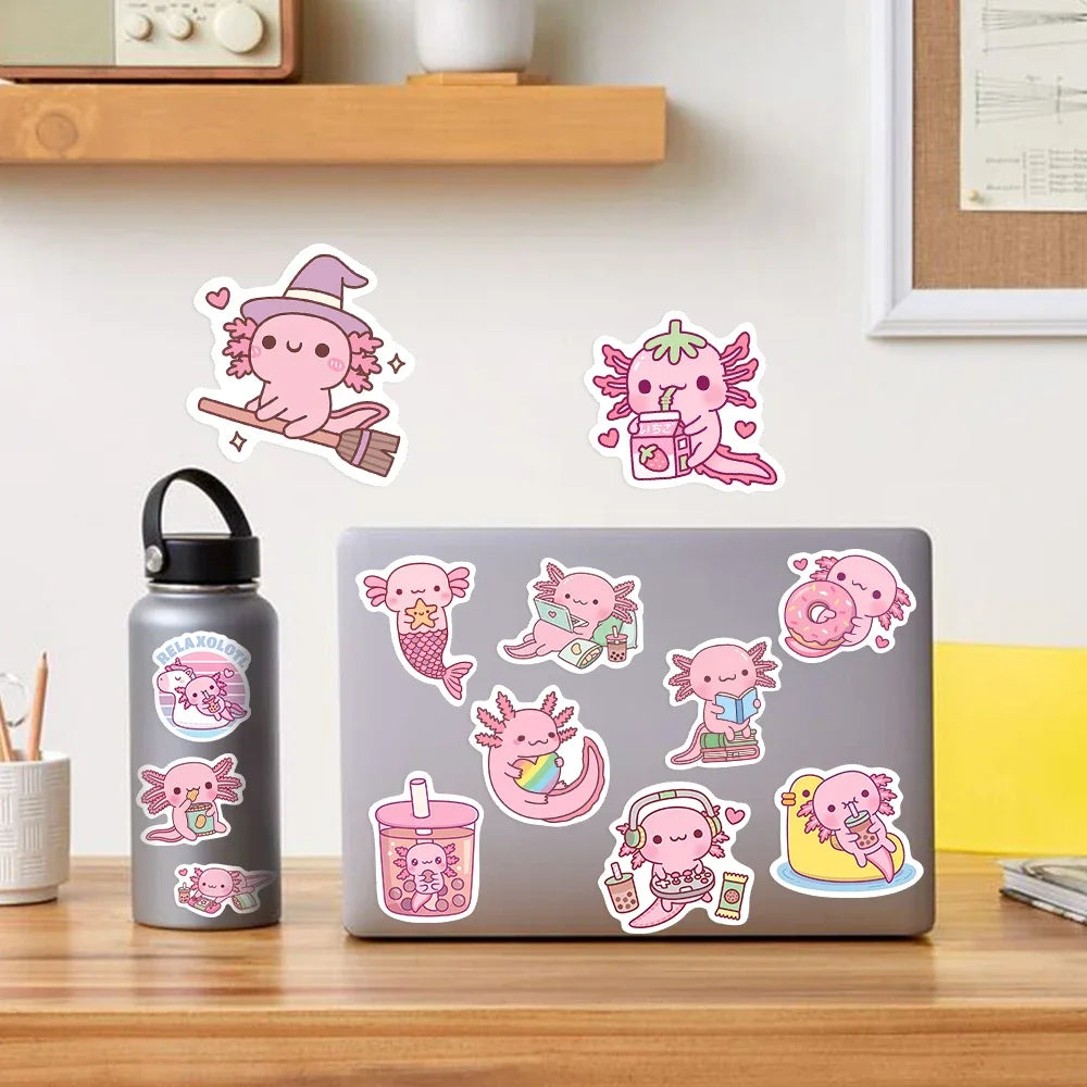 Kawaii Waterproof Axolotl Sticker Decals