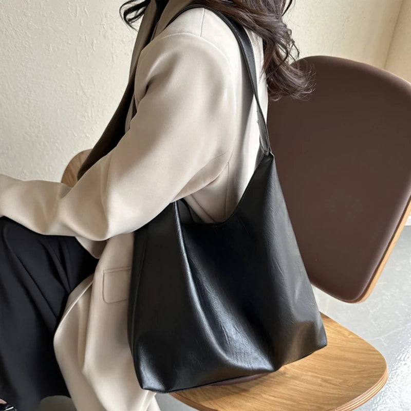 Effortless Everyday Leather Bucket Tote Bag