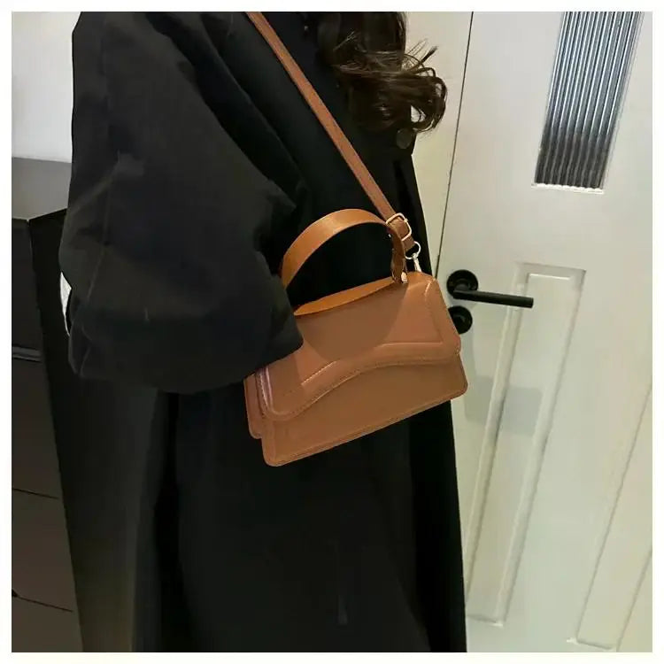Curved Chic Crossbody PU Leather Handbag