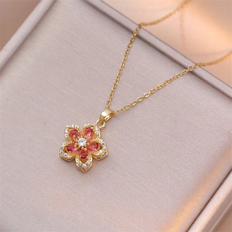 Rotatable Dewdrop Flower Pendant