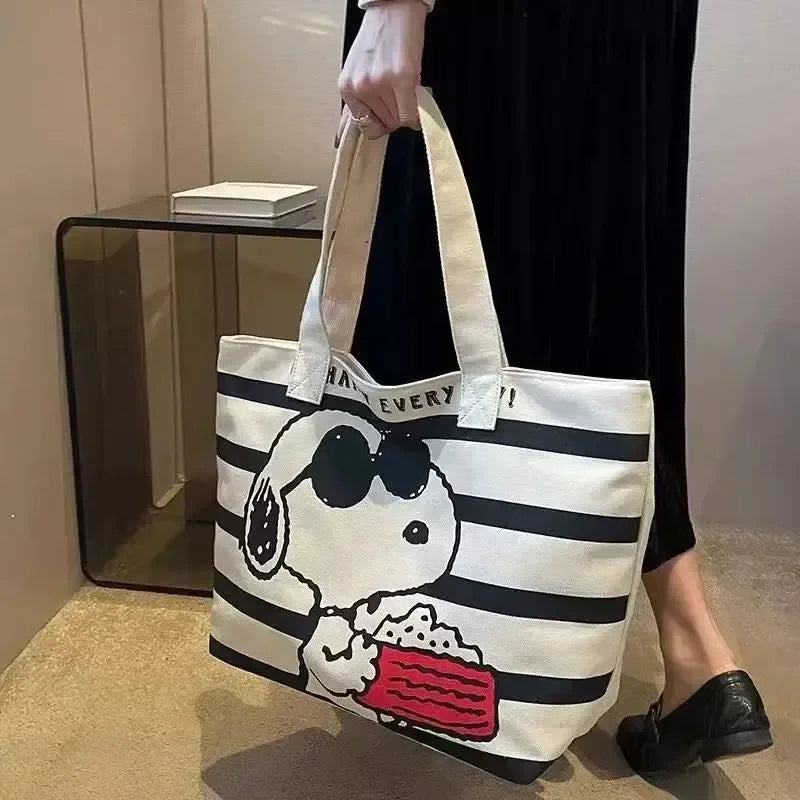 Snoopy's Summer Vibes Large Canvas Tote Bag
