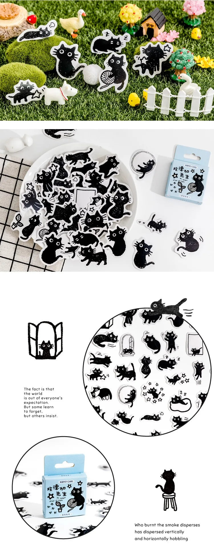 Mystical Black Cat Aesthetic Stickers