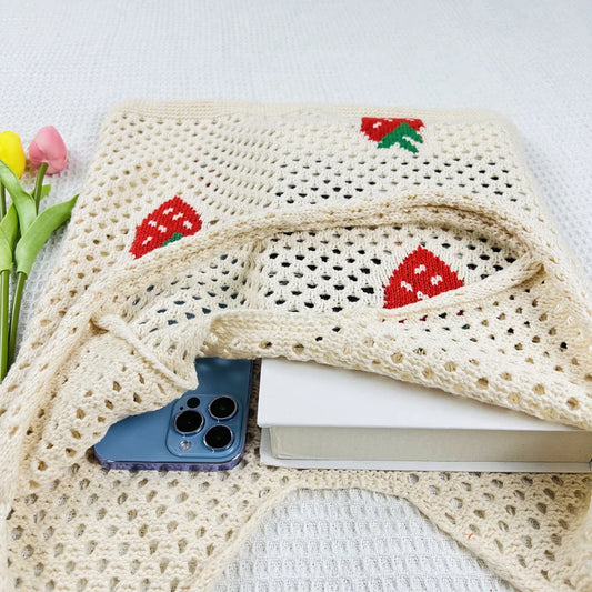 Berry Sweet Crochet Tote Bag