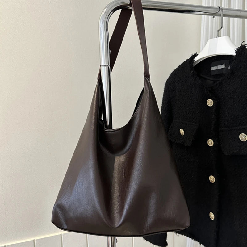 Effortless Everyday Leather Bucket Tote Bag