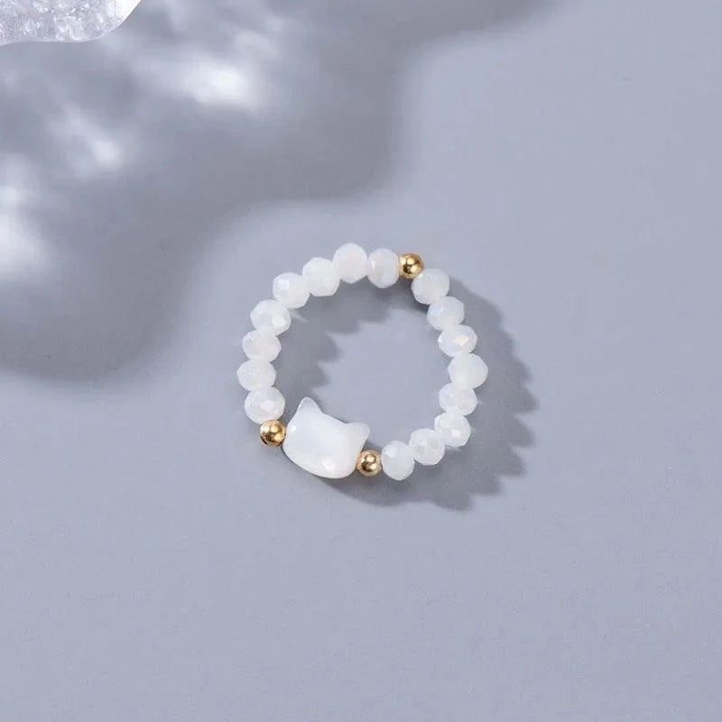 Cat Lover's Natural Moonstone Obsidian Ring