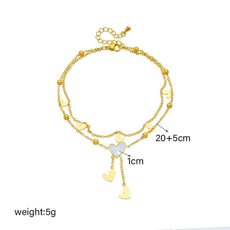 Sweet Hearts Stack Double Layer Love Anklet