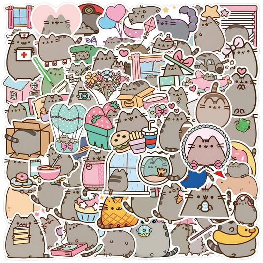 Kawaii Grey Chunky Cat Stickers